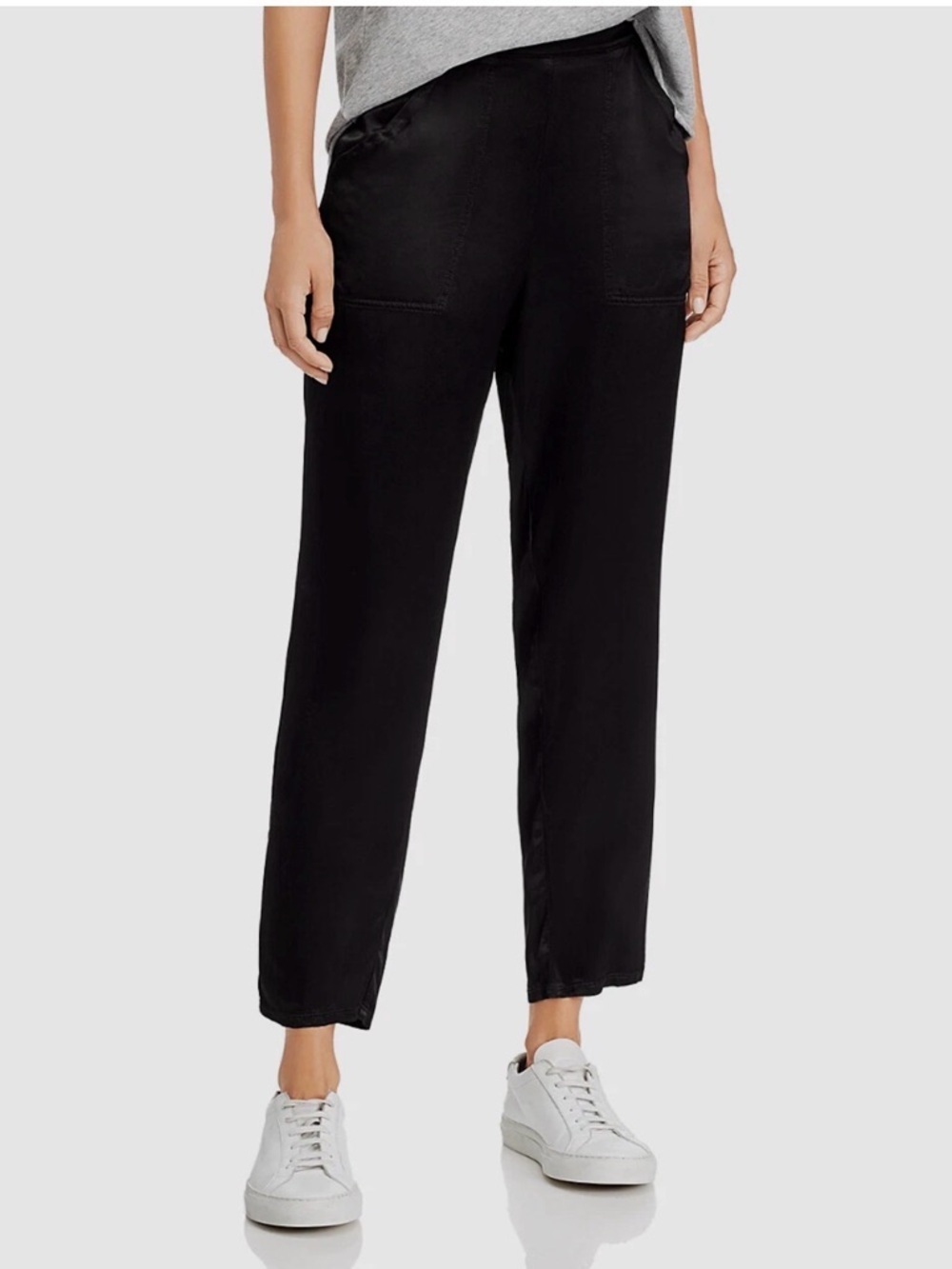 Nation LTD Topanga Cropped Trouser Medium Black Minimal Satin Classic Work Chic